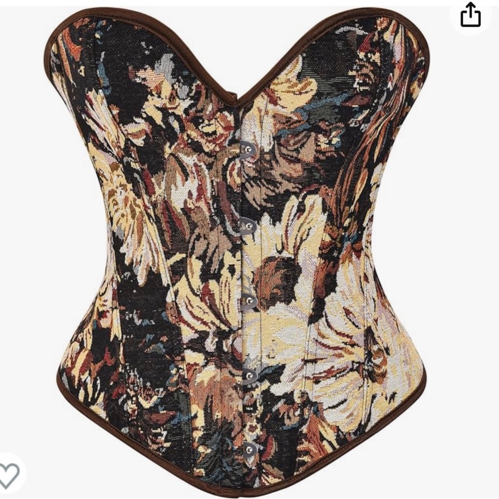 Alivila.Y Fashion Womens Vintage Floral Denim Overbust Corset Bustier Top